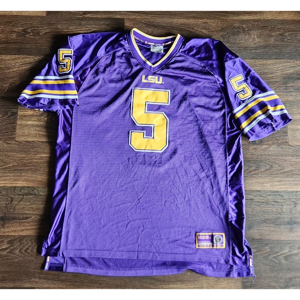 Vintage LSU Tigers Colosseum Embroidered Football Jersey # 5 Men Size XXL